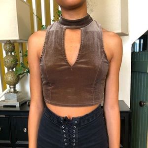 Velvet cut out crop top